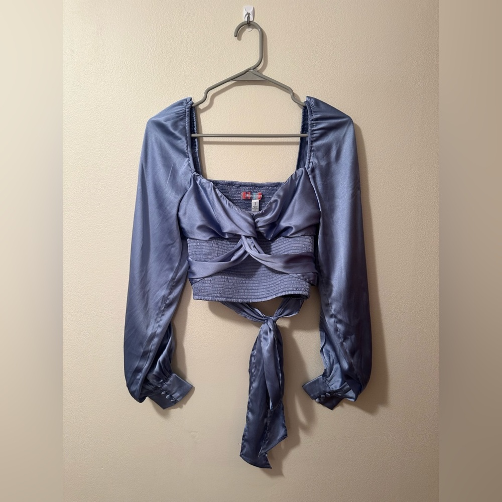 Urban Outfitters Silky Cropped Wrap Blouse; Size S.